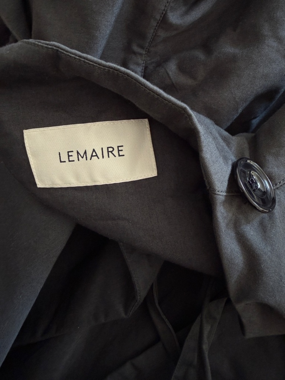 Lemaire Petrol blue high neck belted padded jacket 34